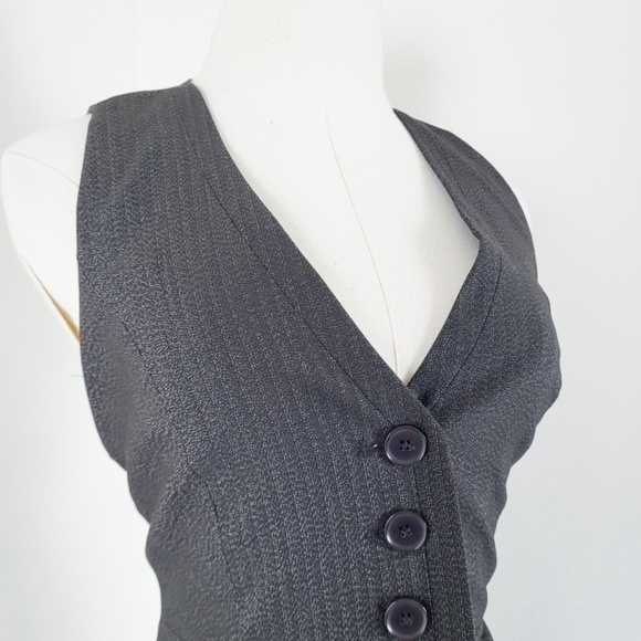 Y2K Fitted Waistcoat Button Down Sleeveless V-neck Tight - Picture 8 of 15